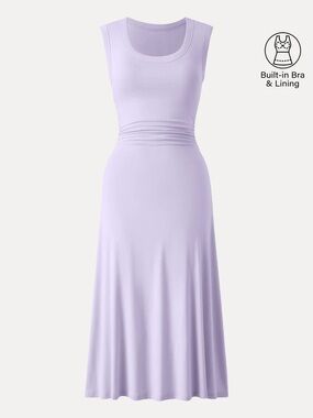 OGL Lilac Sleeveless Scoop-Neck Midi Dress